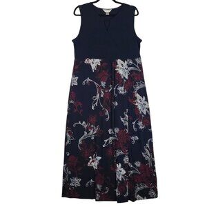 CJ Banks Faux Wrap Dress Blue Floral Women's Large Stretchy Maxi Boho Comfort‎